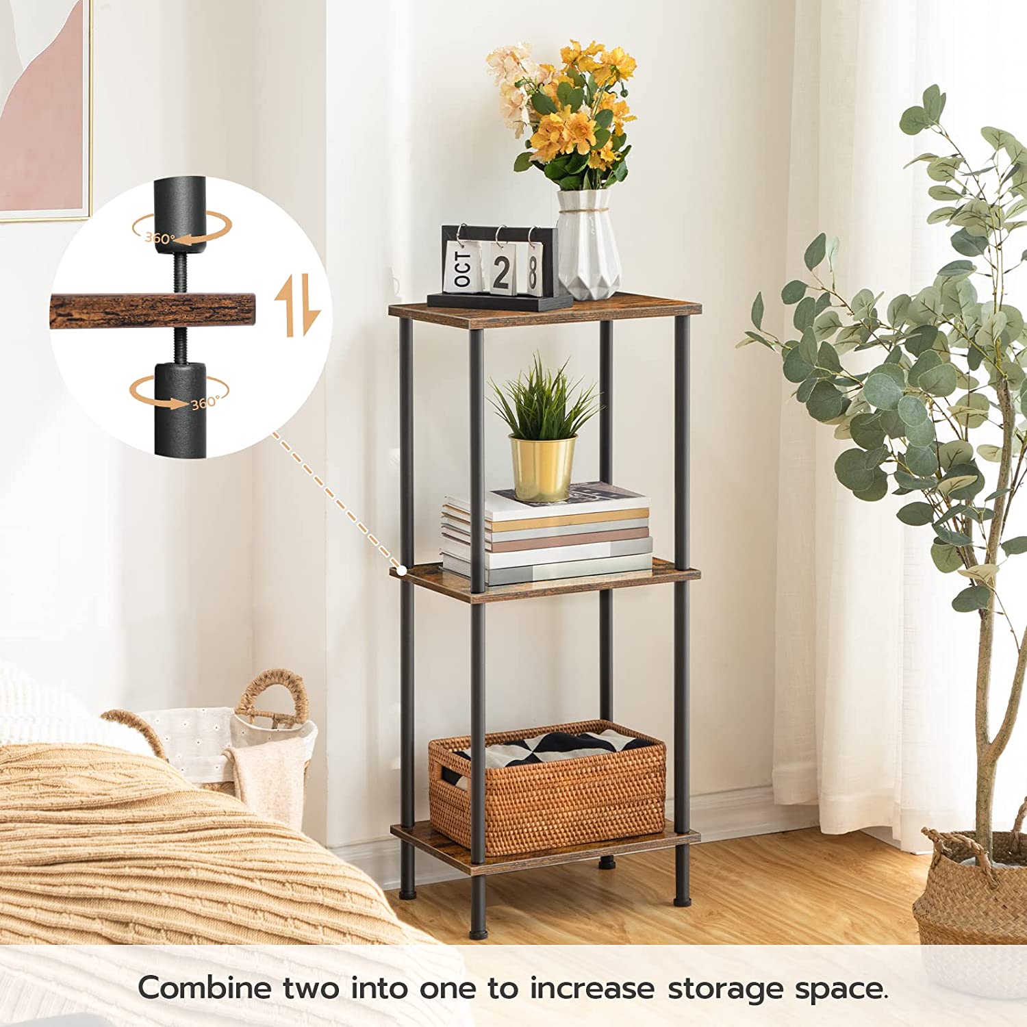 End Tables Set of 2, Nightstand with 2-Layer Storage Shelves, Side Table