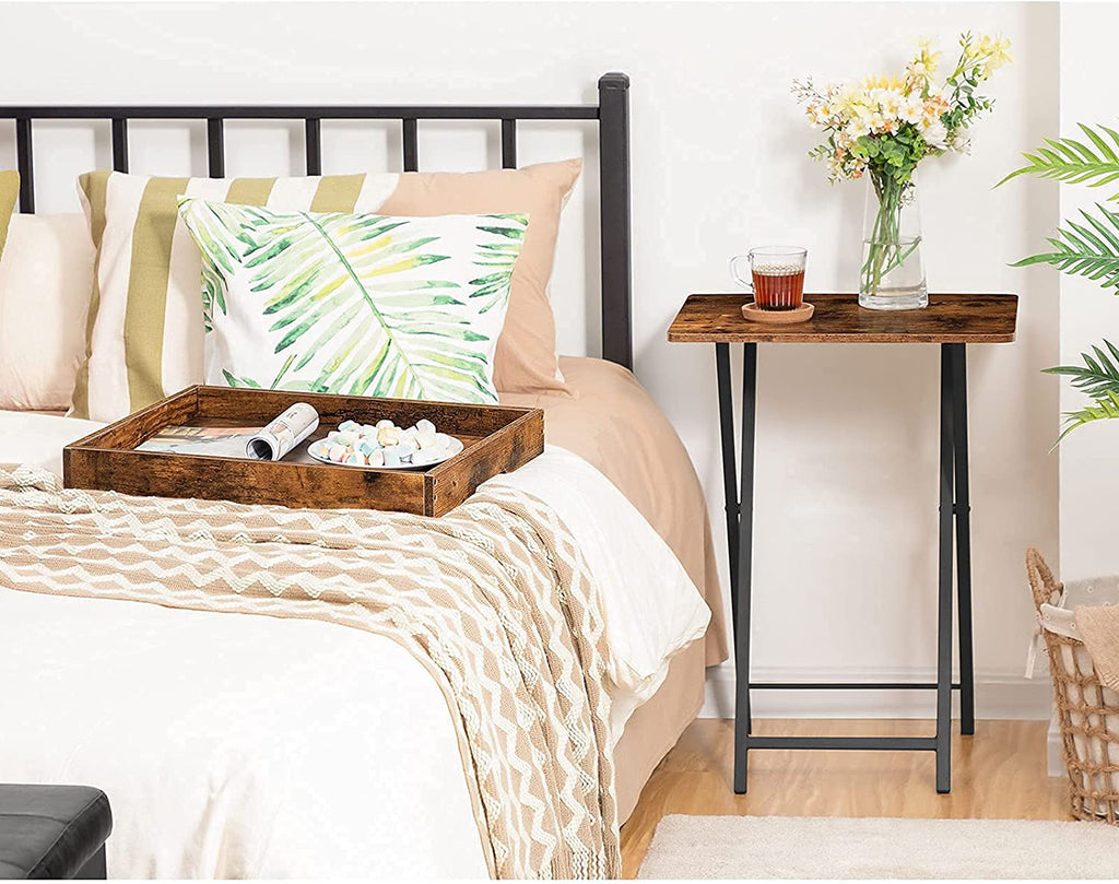 TV Tray Table, Folding Table with Removable Serving Tray, Portable End Table