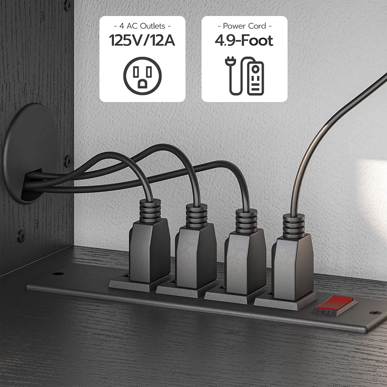 Floating TV Stand, TV Shelf with Power Outlet, Wall Mounted Media Console with Doors
