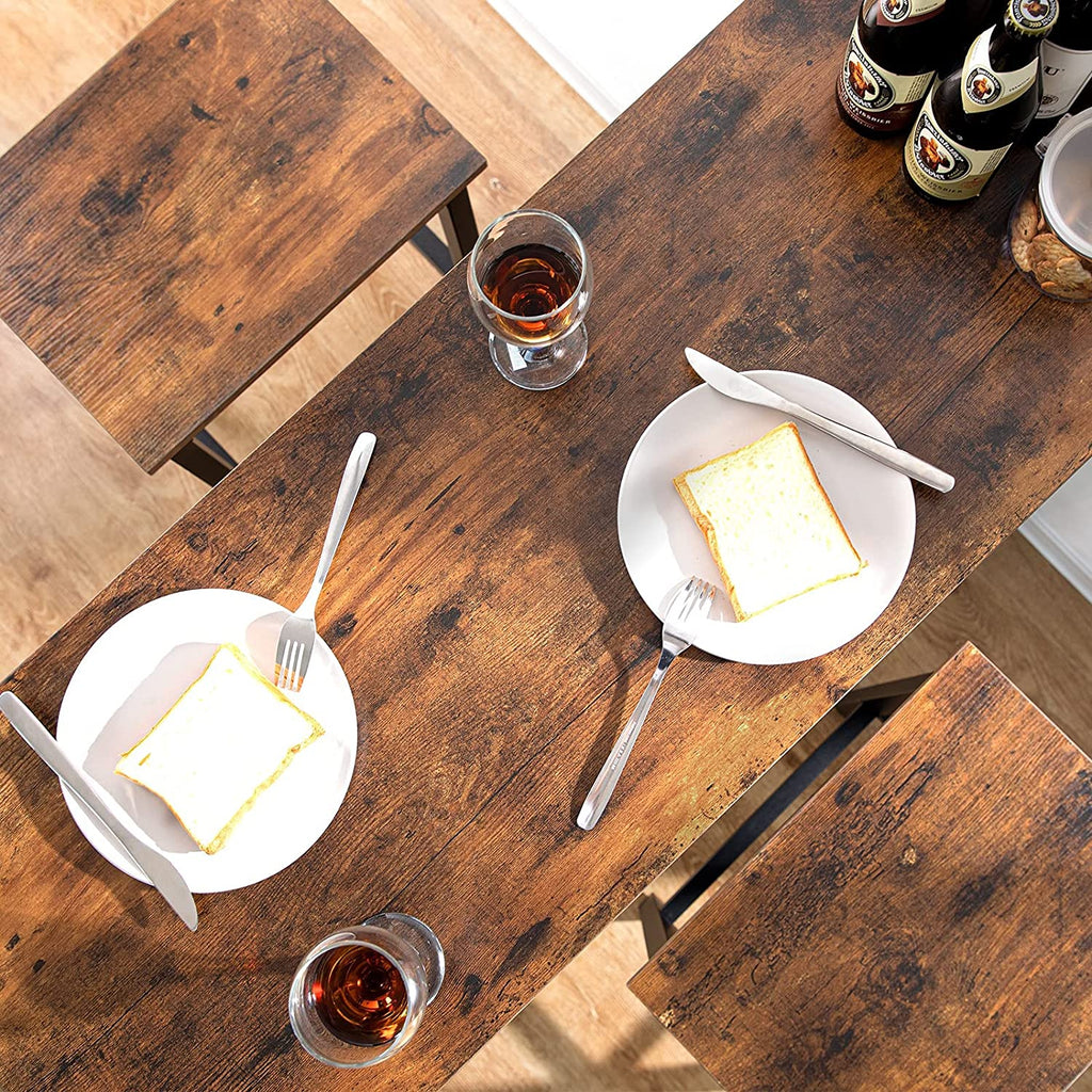 Bar Table with 2 Bar Stools, Hang Bar Chair Under Bar Table, 3 Piece Dining Table Set