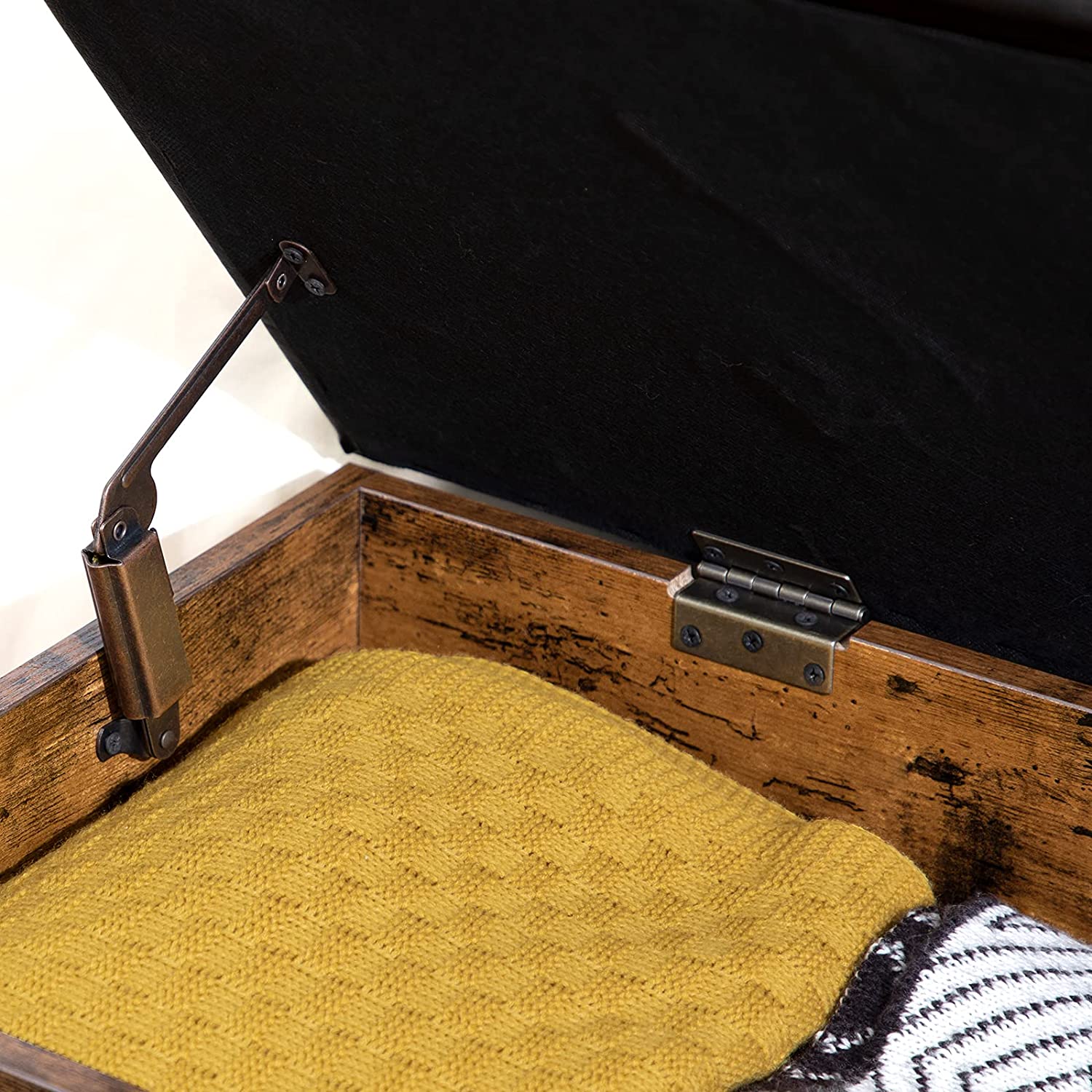 Storage Bench with Storage, Entryway Bench with Leather Seat, Flip Top Storage Chest