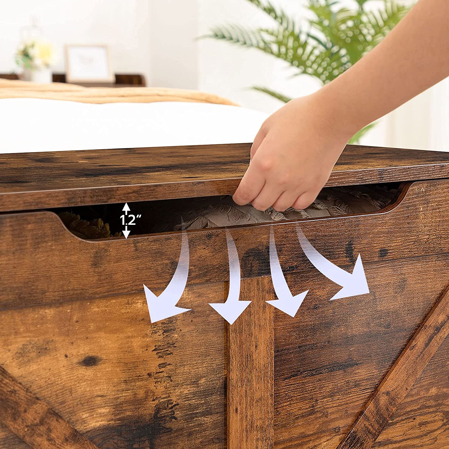 Storage Chest, Retro Toy Box Organizer with U-Shaped Cut-Out Pull, Storage Bench