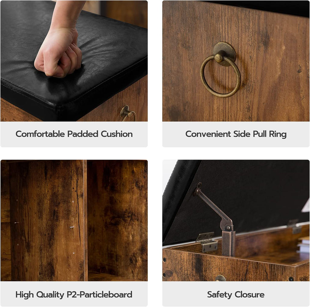 Shoe Storage Bench, Entryway Bench with Flip-Open Storage Box and Adjustable Shelf