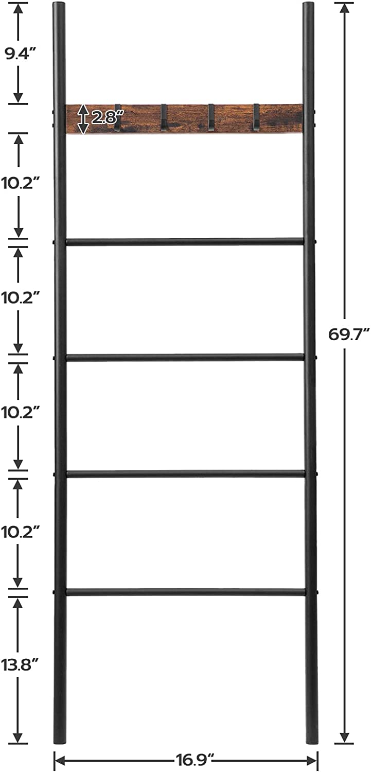 Blanket Ladder, 5-Tier Towel Ladder Shelf, Decorative Ladder, Towel Rack