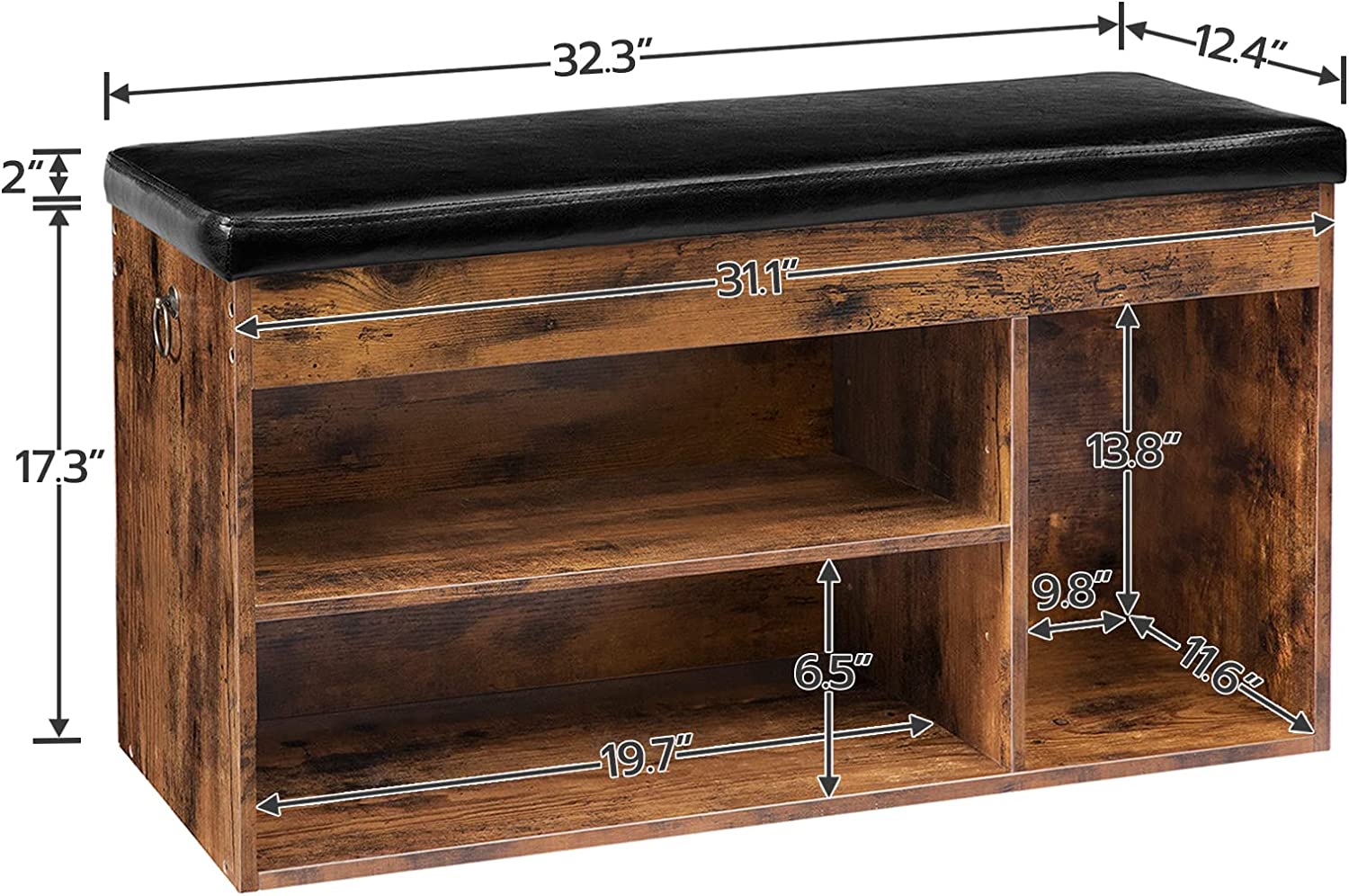 Shoe Storage Bench, Entryway Bench with Flip-Open Storage Box and Adjustable Shelf