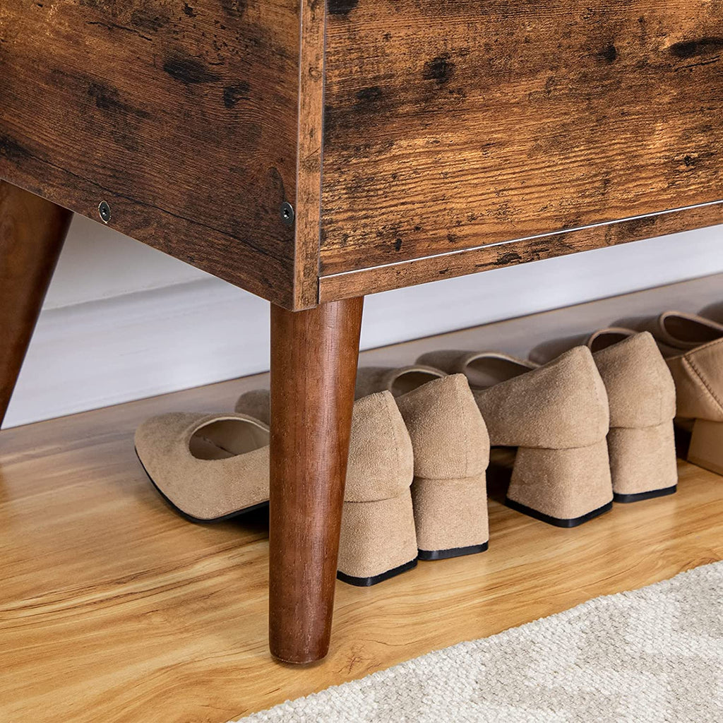 Storage Bench with Storage, Entryway Bench with Leather Seat, Flip Top Storage Chest