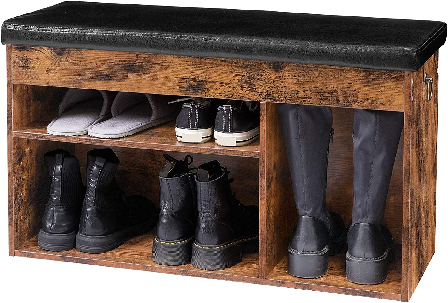 Shoe Storage Bench, Entryway Bench with Flip-Open Storage Box and Adjustable Shelf