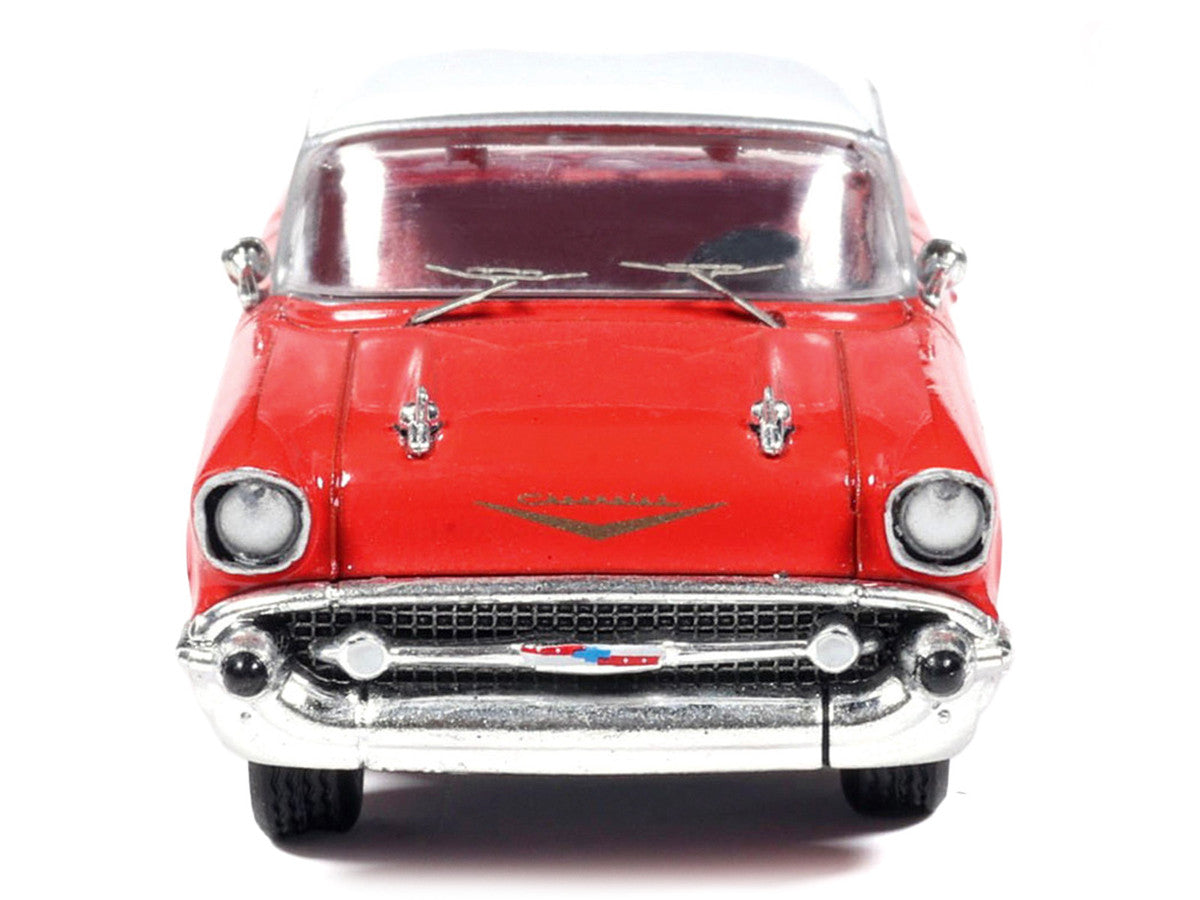 1957 Chevrolet Bel Air Red with White Top and Red Interior 1/64 Diecast Model by IXO Models