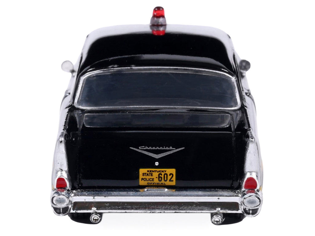1957 Chevrolet One-Fifty Police Car "Kentucky State Police" Black with Yellow Stripes 1/64 Diecast Model Car by IXO Models