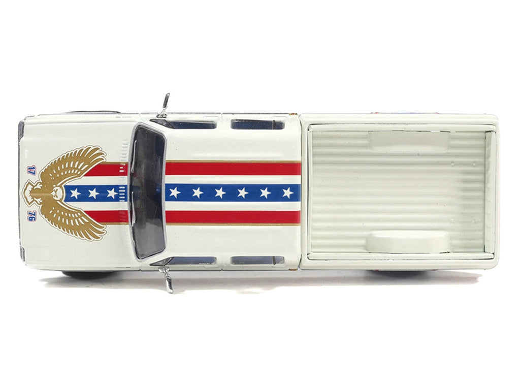 1976 Chevrolet Custom Deluxe K30 Fleetwood Pickup Truck "July 4th Exclusive" White with Graphics 1/64 Diecast Model Car by IXO Models