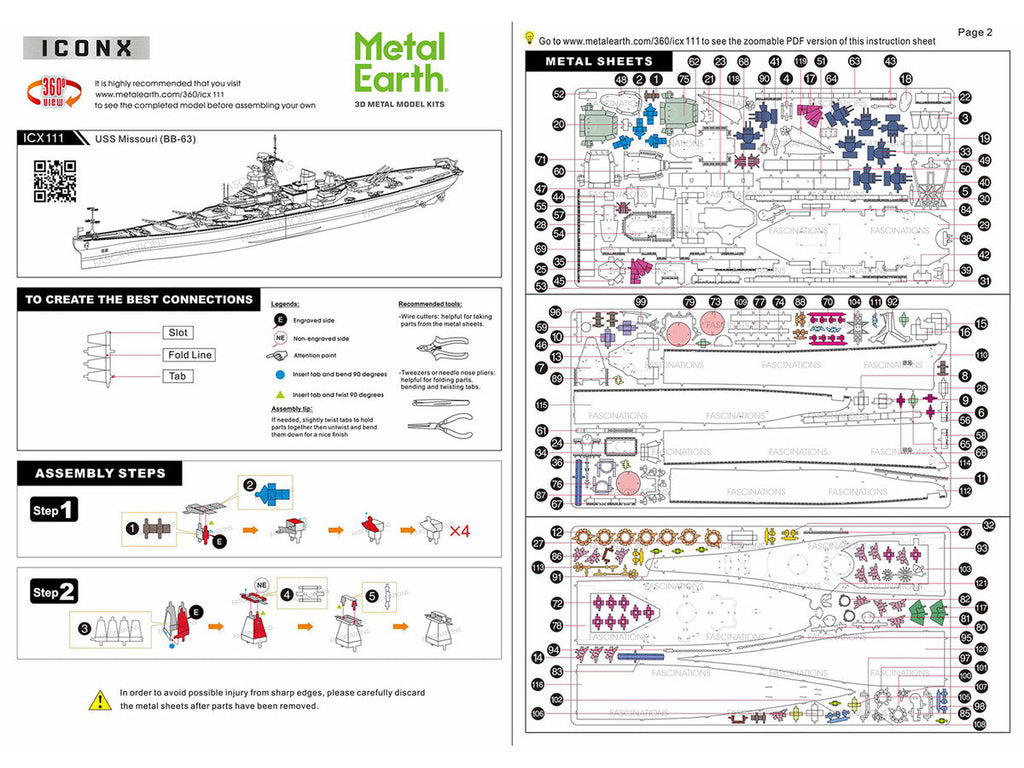 Model Kit USS Missouri (BB-63) Navy Battleship (Challenging Difficulty) Steel Model by Metal Earth
