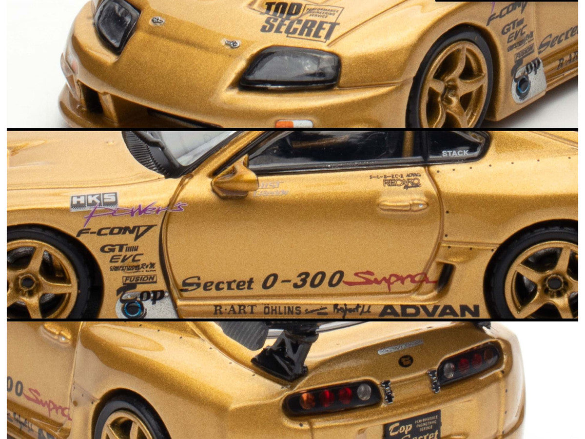 Toyota Supra (A80) "Top Secret" GT300 RHD (Right Hand Drive) Gold Metallic "Tokyo Auto Salon 2025 Event Exclusive" 1/64 Diecast Model Car by Inno Models