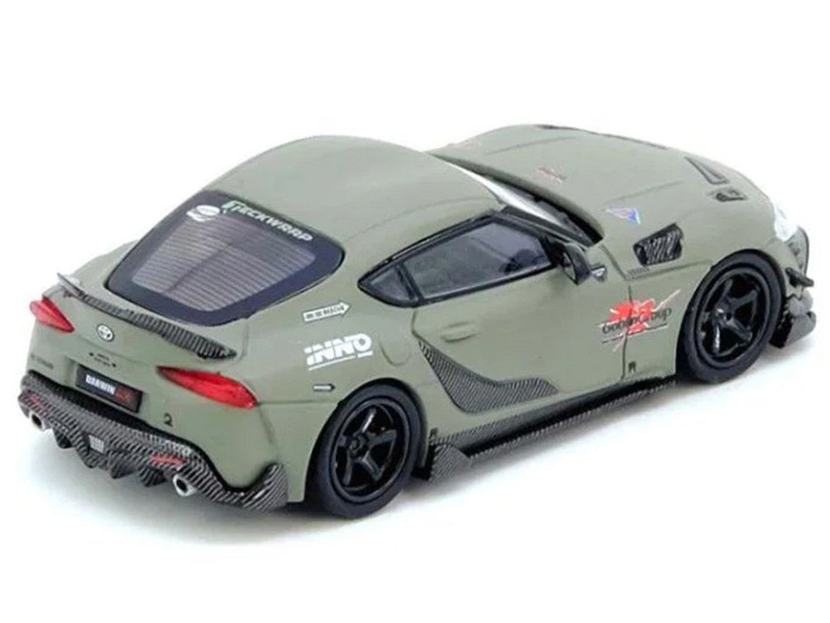 Toyota Supra (A90) "DarwinPro" Matt Green with Carbon Accents 1/64 Diecast Model Car by Inno Models