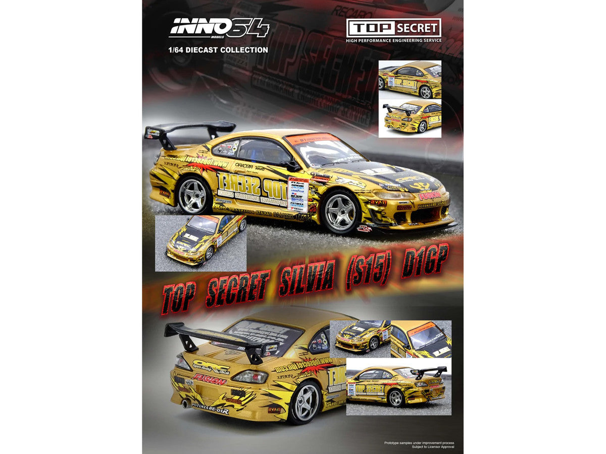 Nissan "Top Secret" Silvia (S15) RHD (Right Hand Drive) Ryuji Miki - Champion "D1 Grand Prix" (2004) 1/64 Diecast Model Car by Inno Models