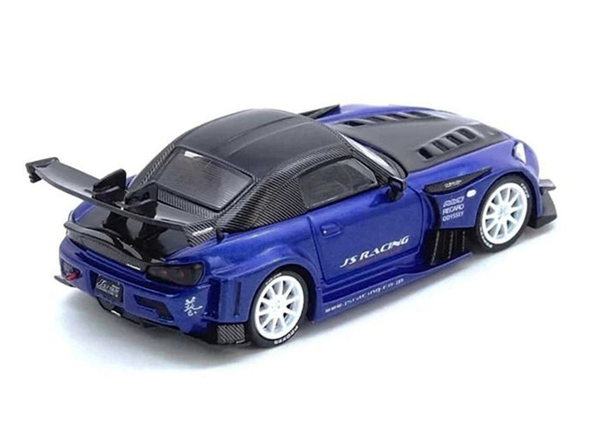 Honda S2000 RHD (Right Hand Drive) "J's Racing" Blue Metallic with Carbon Hood and Top 1/64 Diecast Model Car by Inno Models