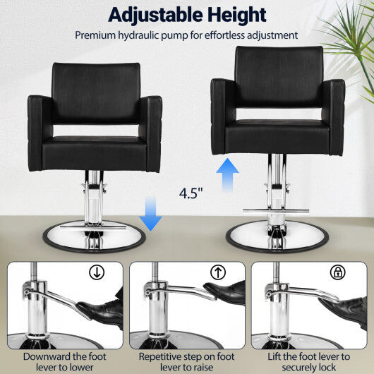 Barber Salon Chair Beauty Styling Chair with Hydraulic Pump and Adjustable Height 360?Swivel Spa Chair-Black