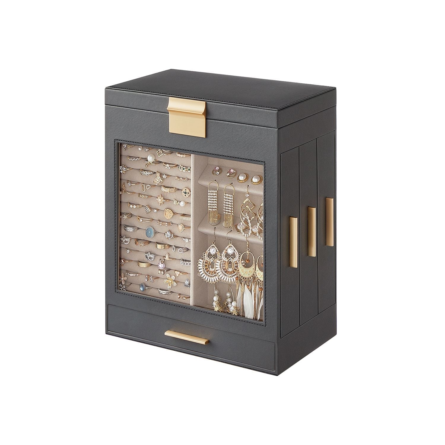 5-Layer Jewelry Organizer with 3 Side Drawers