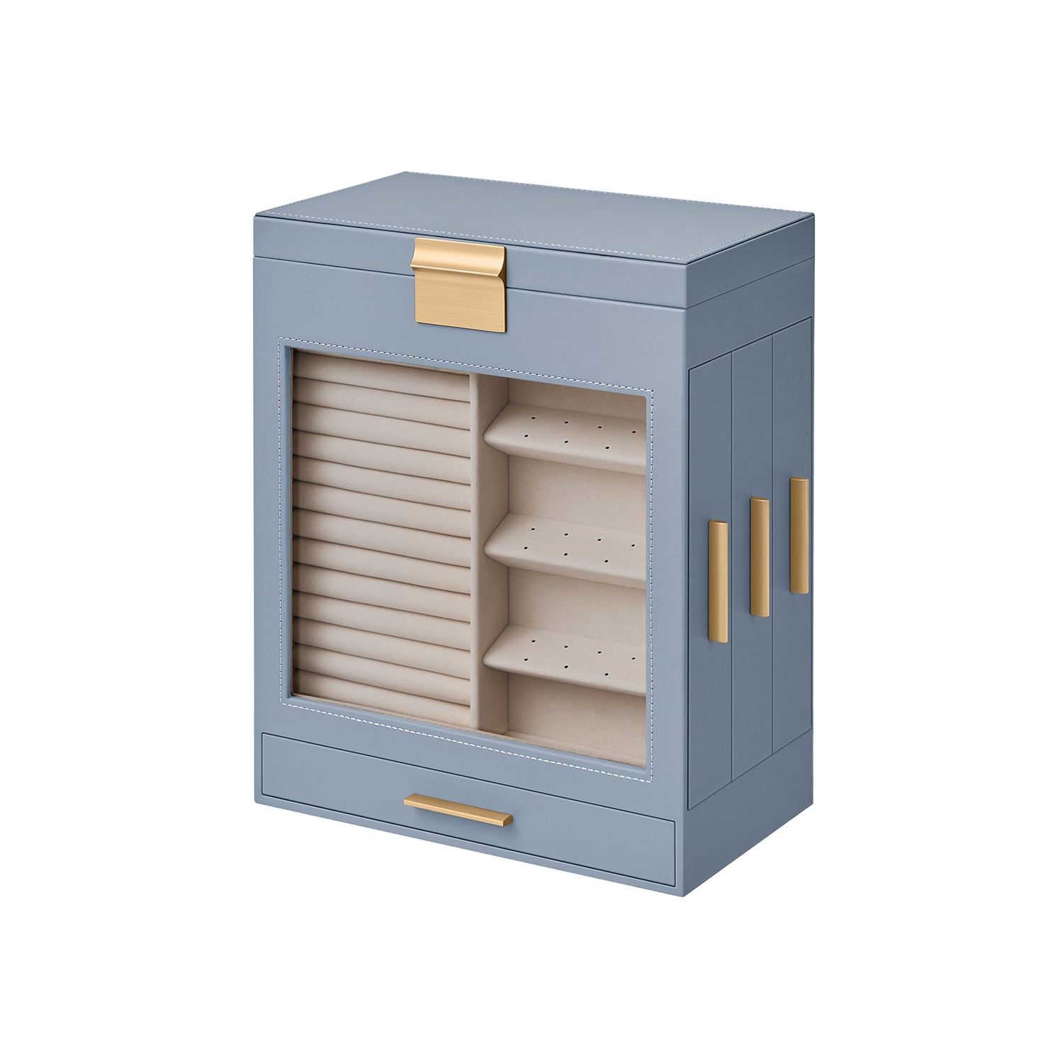 5-Layer Jewelry Organizer with 3 Side Drawers