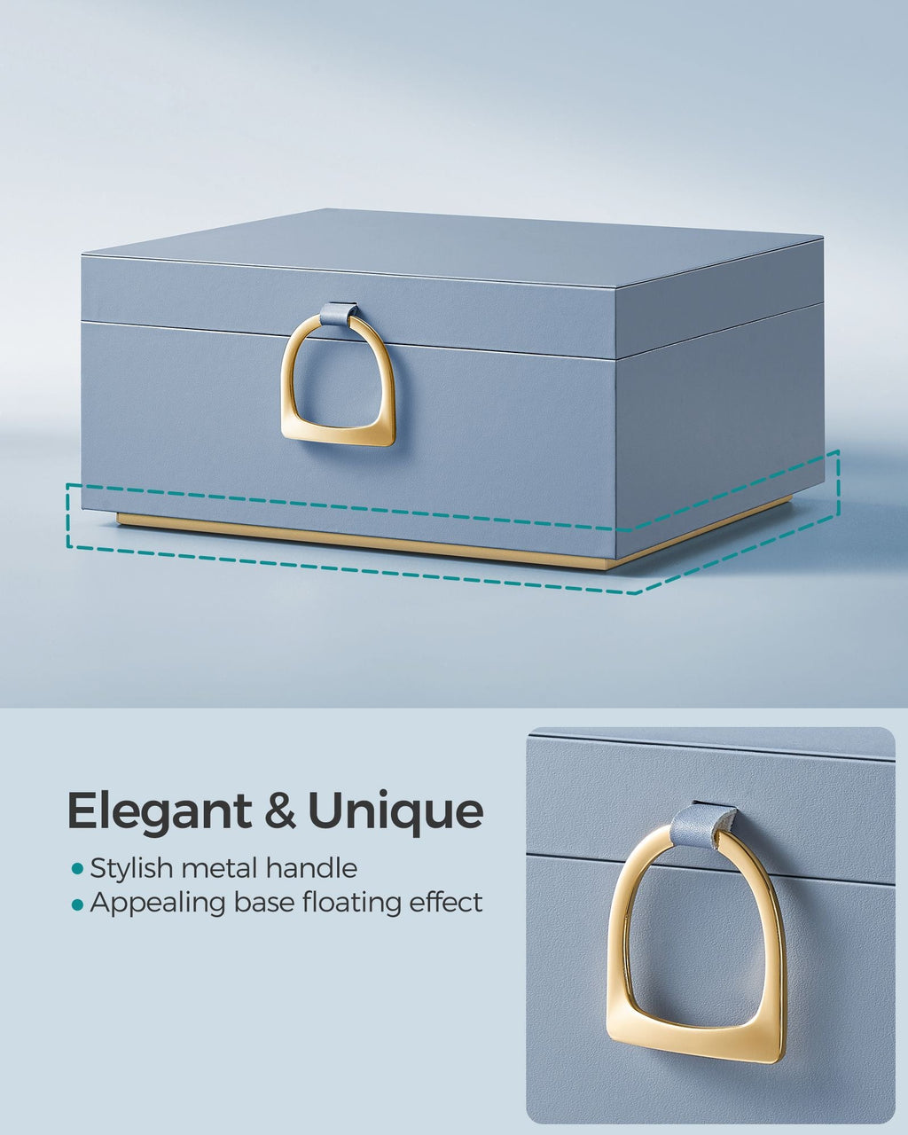 2-Layer Jewelry Box with Handle and Removable Jewelry Tray