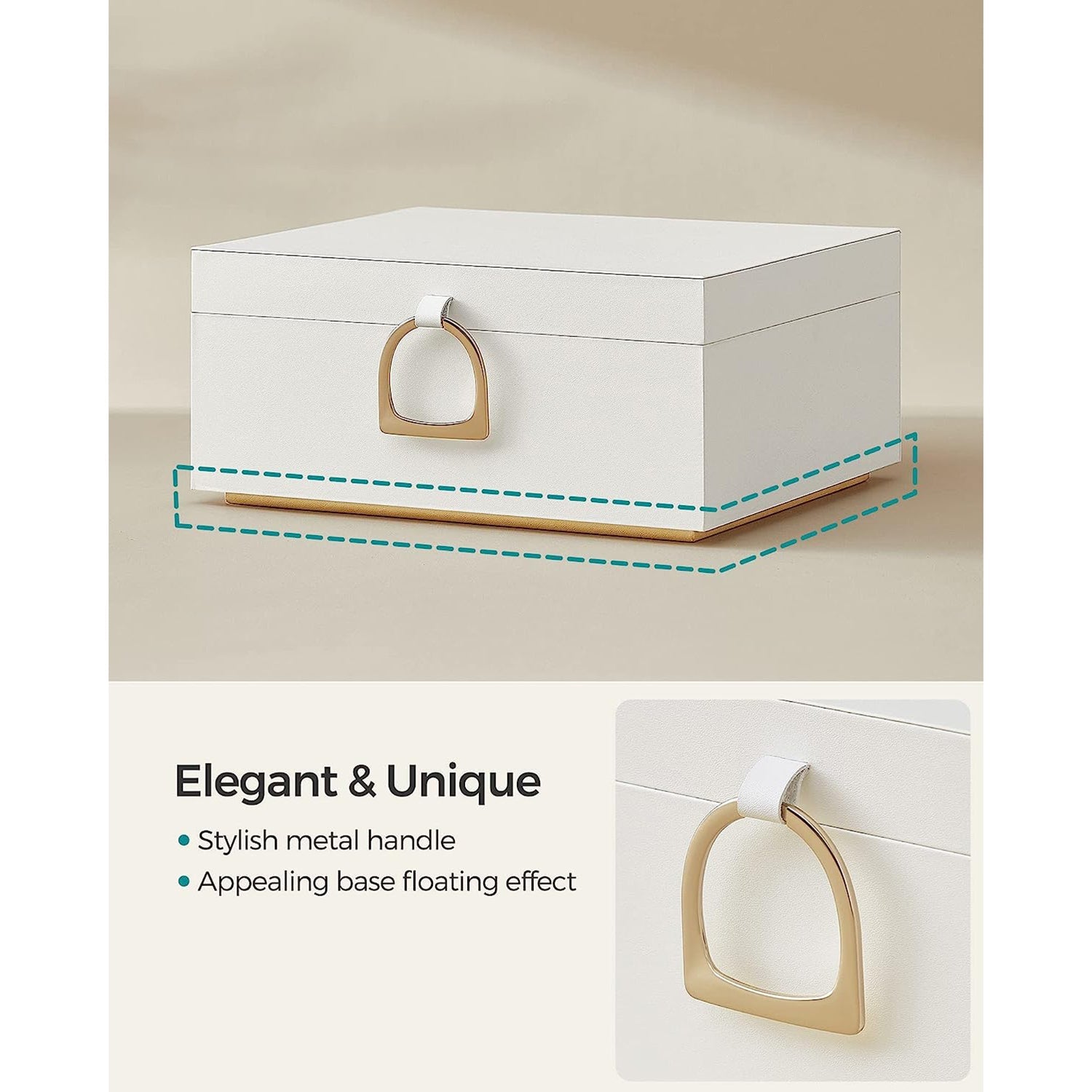 2-Layer Jewelry Box with Handle and Removable Jewelry Tray