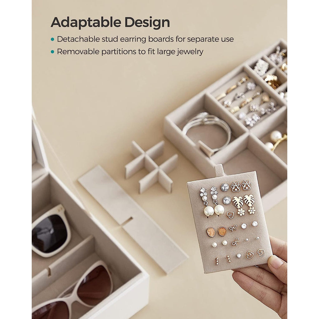 2-Layer Jewelry Box with Handle and Removable Jewelry Tray