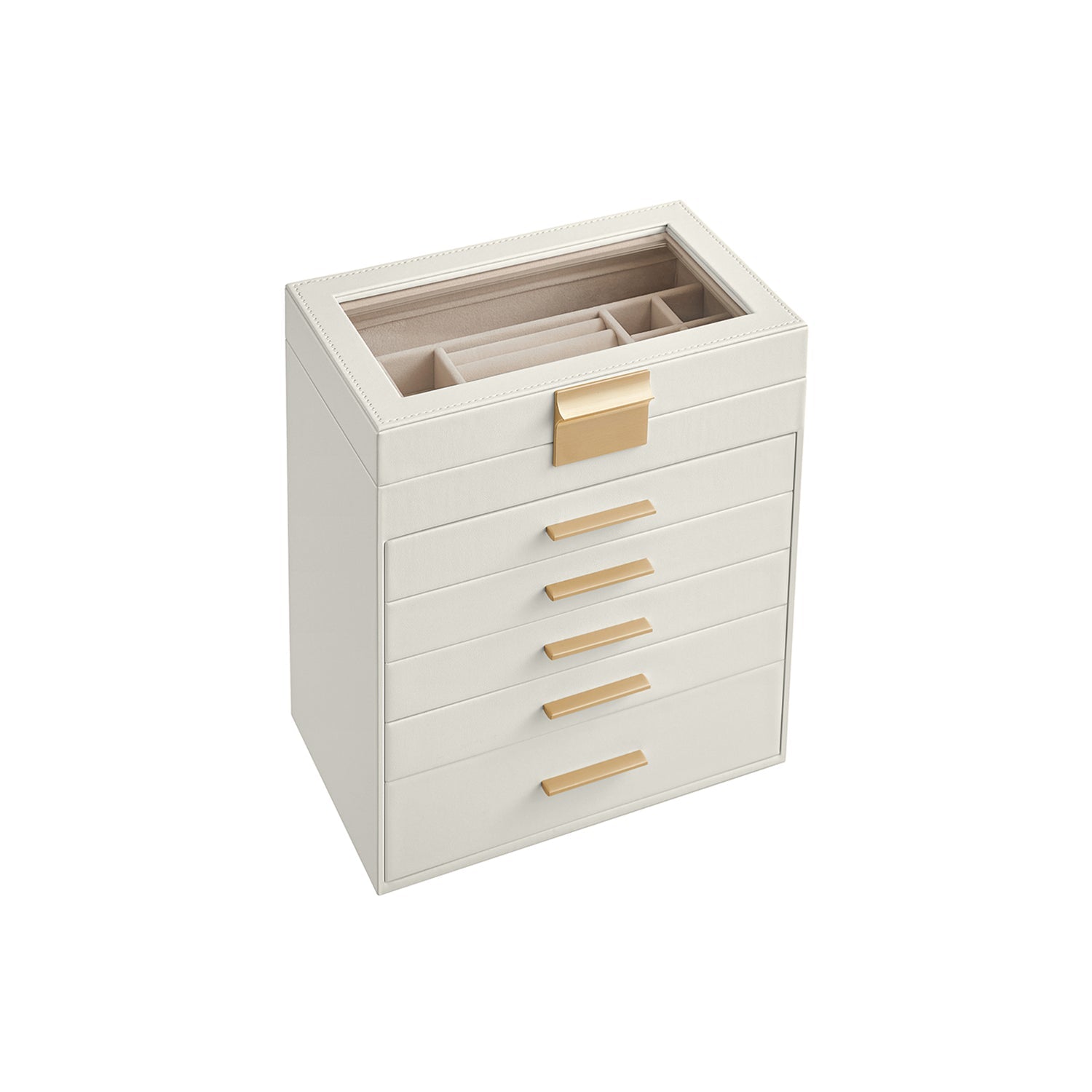 6-Layer Jewelry Box with Glass Lid for Big Jewelry
