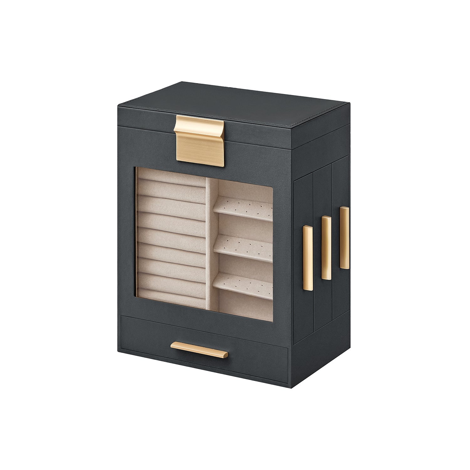 5-Layer Jewelry Organizer with 3 Side Drawers