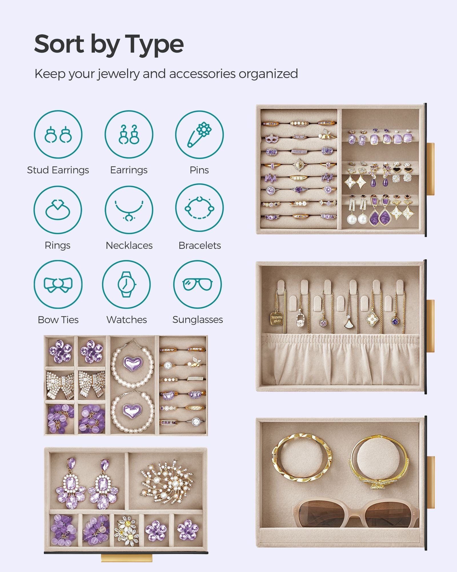5-Layer Jewelry Organizer with 3 Side Drawers