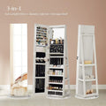 6 LEDs Lockable Mirror Jewelry Cabinet, 360° Swivel Jewelry Organizer, Standing Jewelry Armoire
