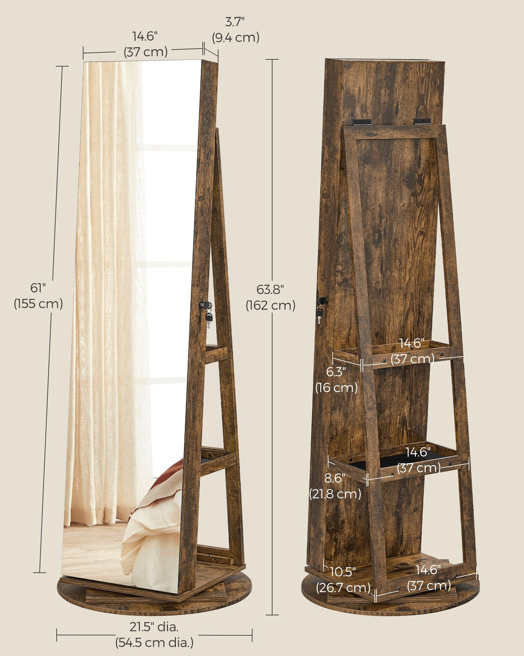 61-Inch Jewelry Cabinet with Lights