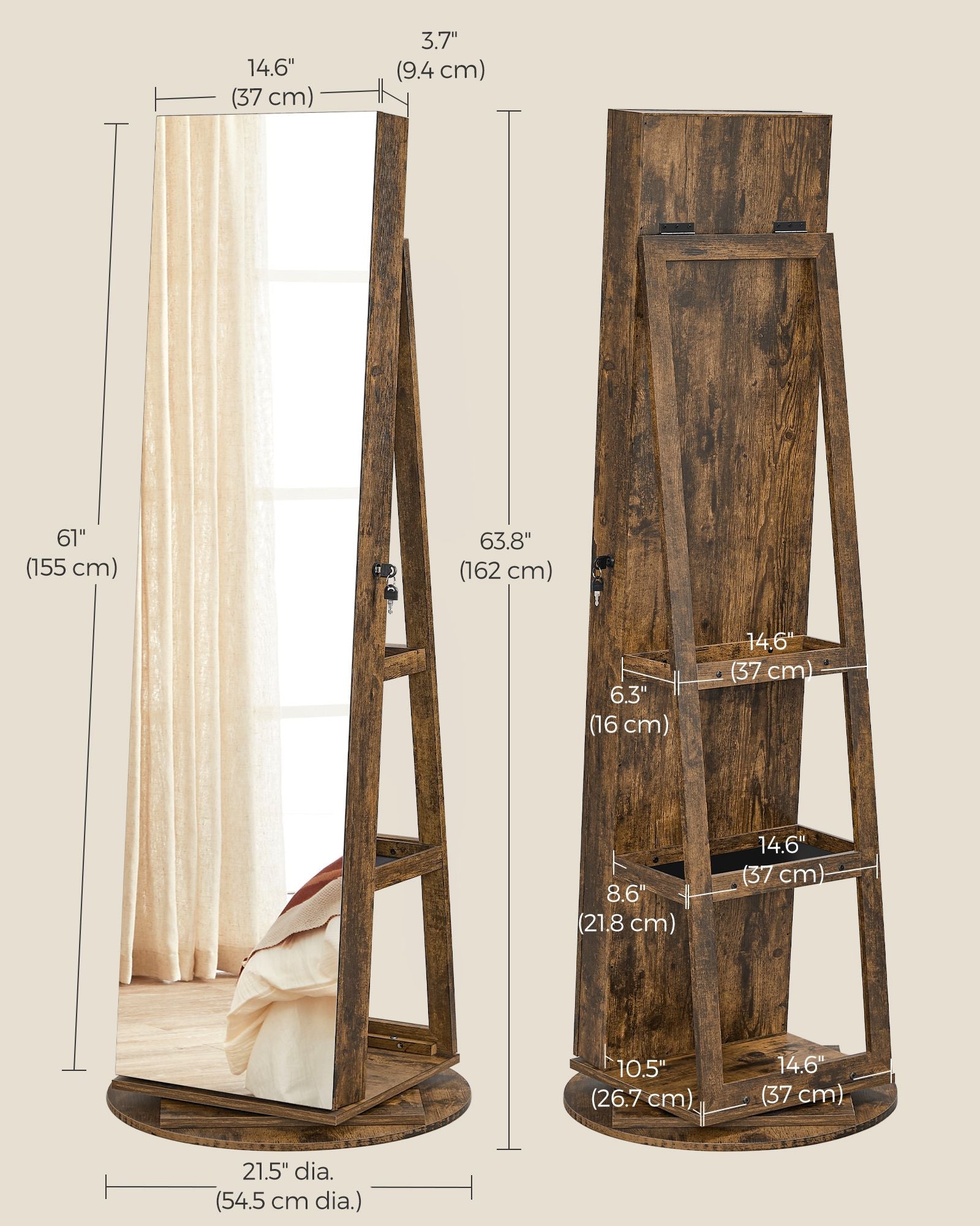 61-Inch Jewelry Cabinet with Lights
