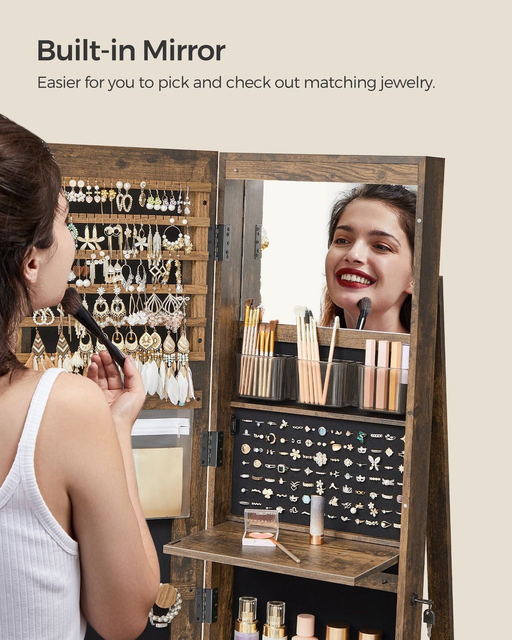 61-Inch Jewelry Cabinet with Lights