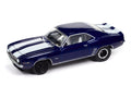 1969 Chevrolet Camaro Z28 Blue Metallic with White Stripes and Interior "Muscle Cars USA" Series 1/64 Diecast Model Car by Johnny Lightning