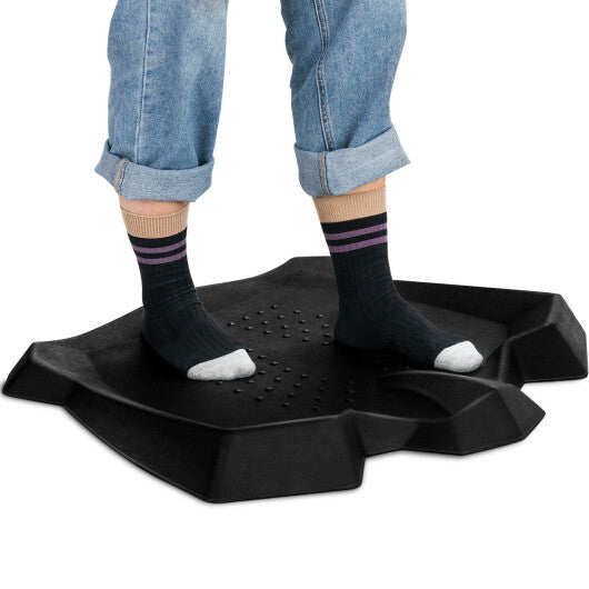 Portable Anti-Fatigue Standing Mat with Massage Points and Diverse Terrain-Black - Color: Black
