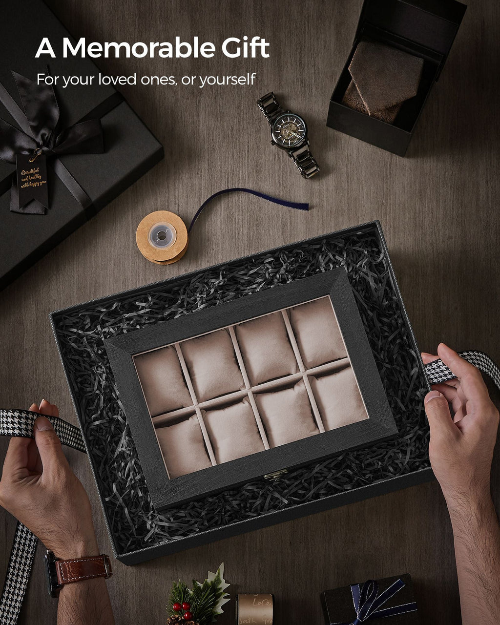 8-Slot Watch Box with Large Glass Lid