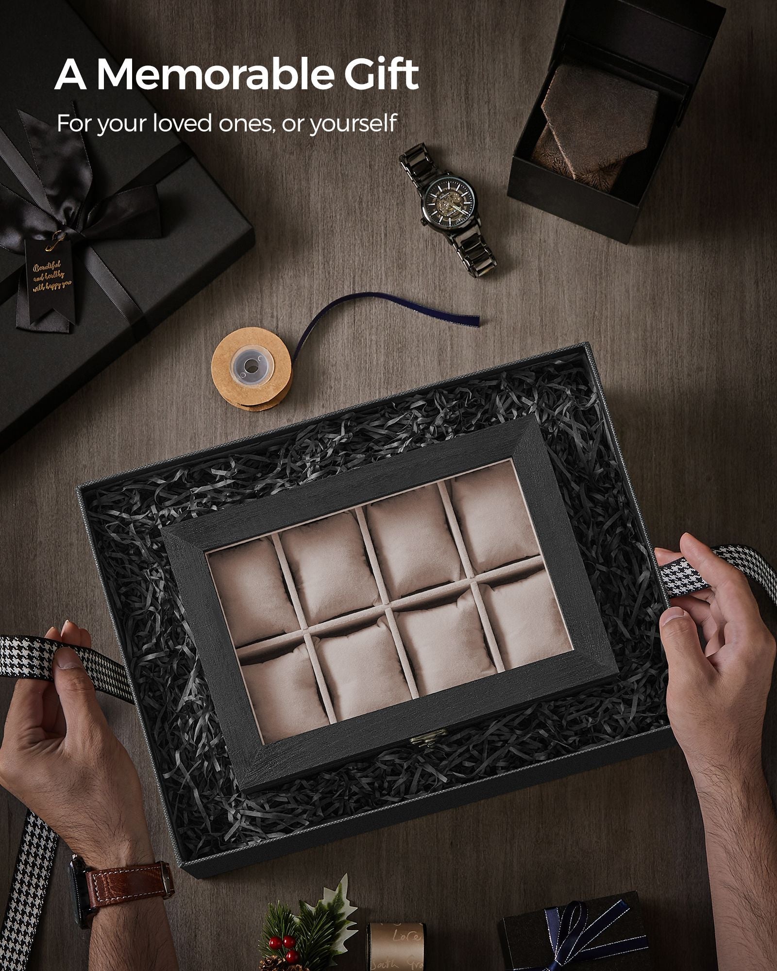 8-Slot Watch Box with Large Glass Lid