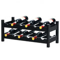 2-Tier 12 Bottles Bamboo Storage Shelf  Wine Rack-Brown - Color: Brown