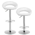Height Adjustable Bar Stools Set of 2 with Hollow Back and Footrest-Black