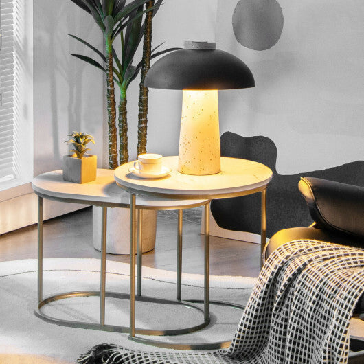 Modern Nesting Coffee Table Set of 2-White - Color: White