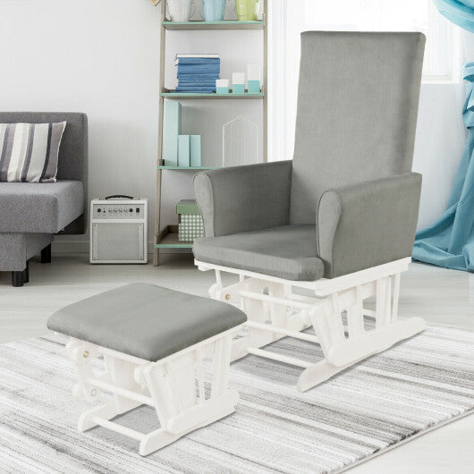 Baby Nursery Relax Rocker Rocking Chair Glider and Ottoman Cushion Set-Pink