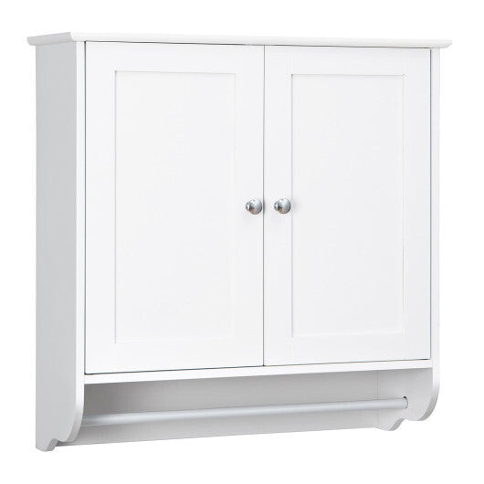 Wall Mounted Bathroom Storage Medicine Cabinet with Towel Bar-Brown
