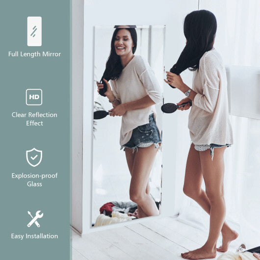 43 x 15 Inch Wall Mounted Frameless Full Length Mirror - Color: Transparent