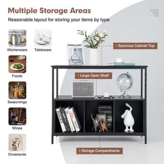 Modern Kitchen Buffet Sideboard with 3 Compartments-Rustic Brown