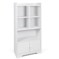 4 Tiers Bookshelf with 4 Cubes Display Shelf and 2 Doors-White - Color: White