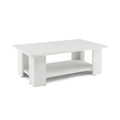Large 36 Inch 2-Tier Wooden Modern Coffee Table with Storage Shelf-White - Color: White