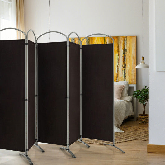 6 Feet 6-Panels Freestanding Folding Privacy Screen-Black