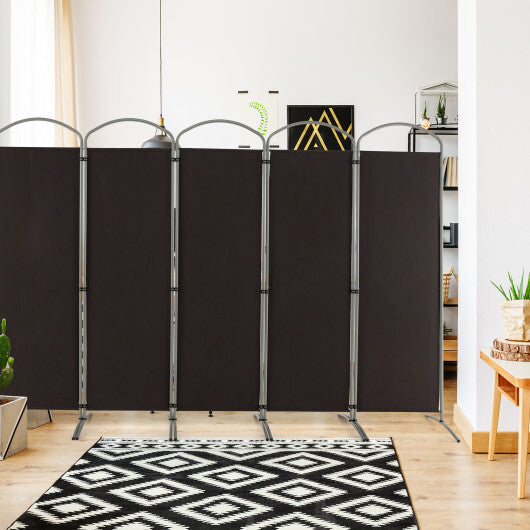 6 Feet 6-Panels Freestanding Folding Privacy Screen-Black