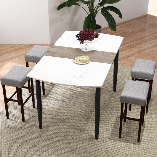 2 Set of 29 Inch Height Upholstered Bar Stool with Solid Rubber Wood Legs and Footrest-Beige