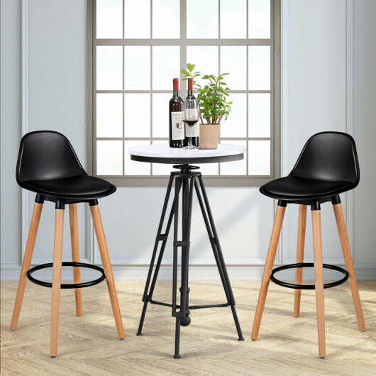 2 Pieces Mid Century Barstool 28.5 Inches Dining Pub Chair-White