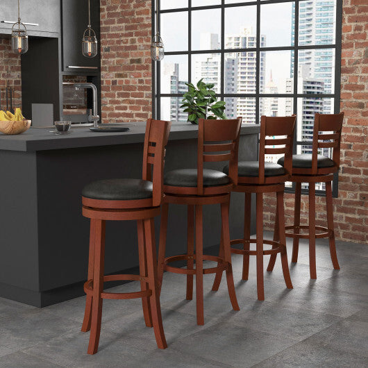 Set of 2 360? Bar Stools with PU Upholstered Seats-Brown